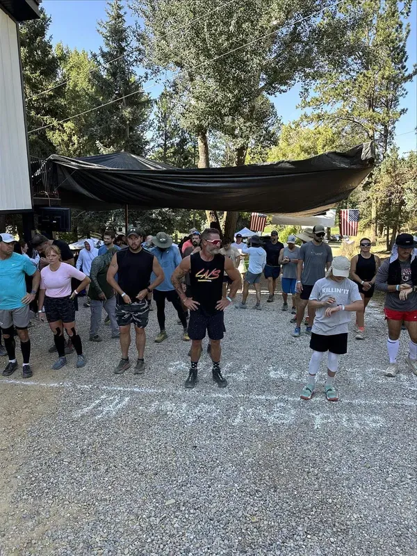 Runners lined up at the starting line of the Last Man Standing endurance race